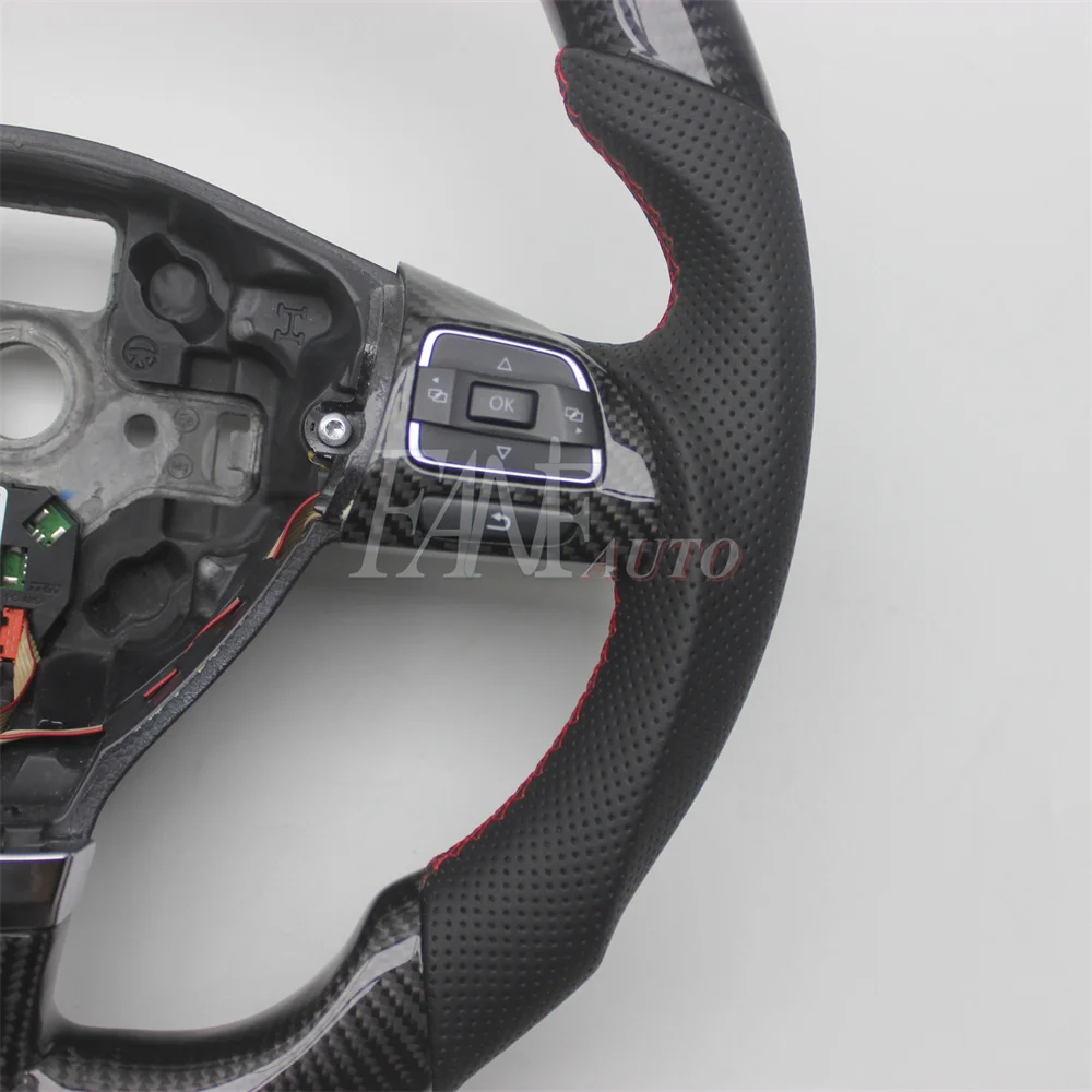 Replacement Real Carbon Fiber Steering Wheel with Leather for VW Volkswagen Golf 6 Jetta Mk6 Passat B7 CC Bora