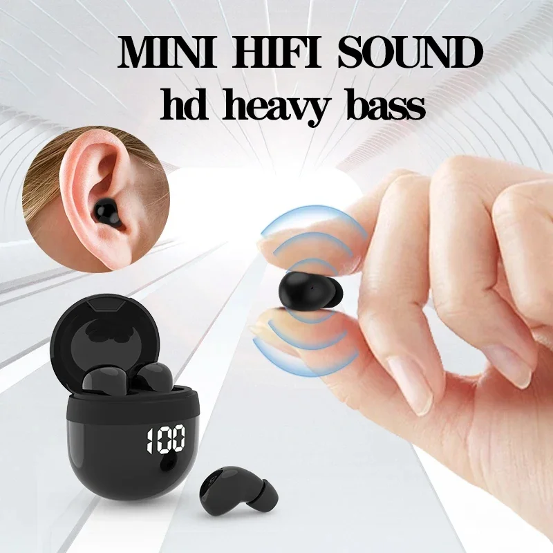 SK Small Tumbler Headphones Bluetooth Wireless Earphones Sleeping Sports Earbuds Noise Reduction HD Bass Sound Quality Headset