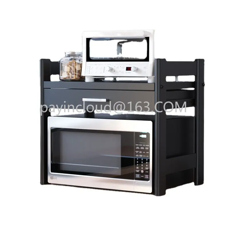 Kitchen countertop microwave oven rack with drawer tableware storage box oven rice cooker multi-functional storage rack