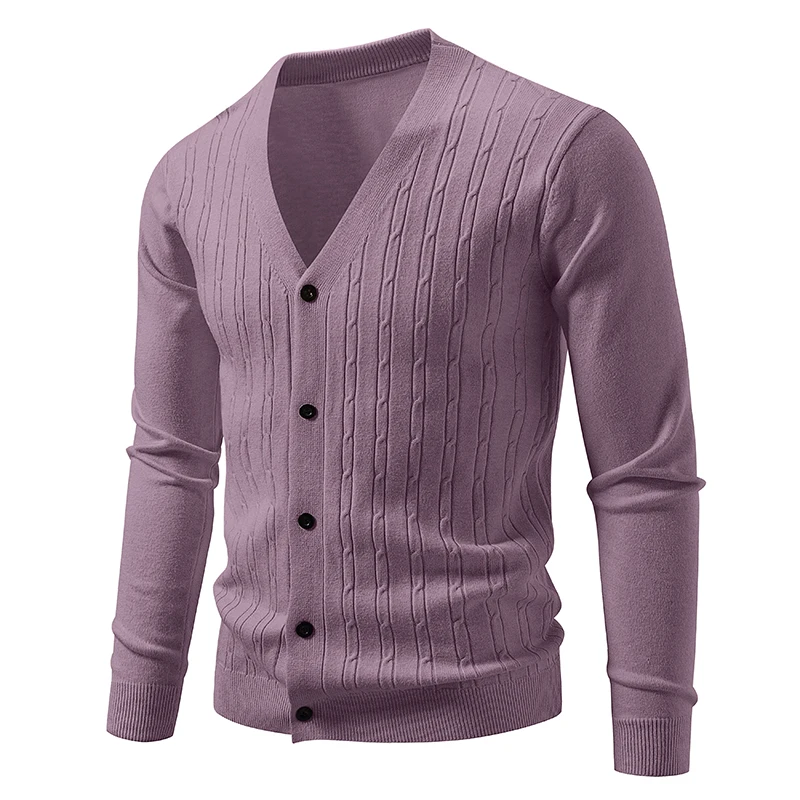 Spring Autumn New Men Knitted Cardigan Fashion V-Neck Casual Knit Sweatercoats Men Slim Fit Single Breasted Lightweight Sweater