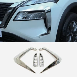 For Nissan X Trail T33 Rogue 2021 2022 ABS Chrome Car Front bumper headlamp headlamp eyebrow trim frame exterior accessories
