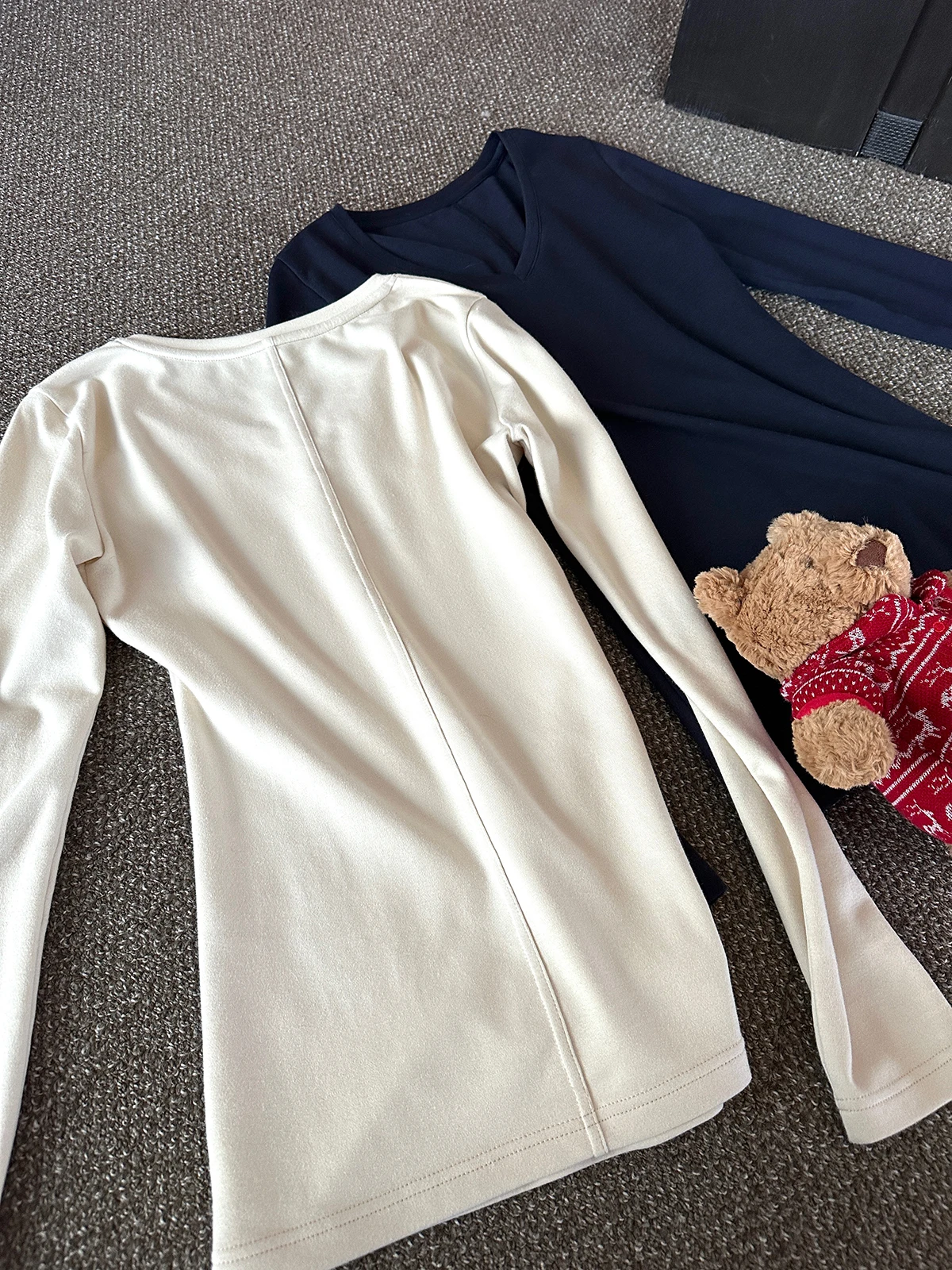 

Warm Skin Base irt Long Sve V-Ne Inner Wear Mid-S Line Slimming T-irt Top for Autumn Winter Fairy