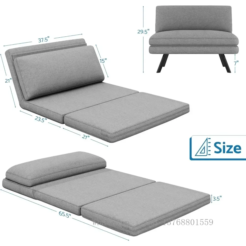 Convertible Futon Sofa Bed 4 in 1 Multi-Function Modern Mini Single Floor Sleeper Chair with Adjustable Backrest for Living