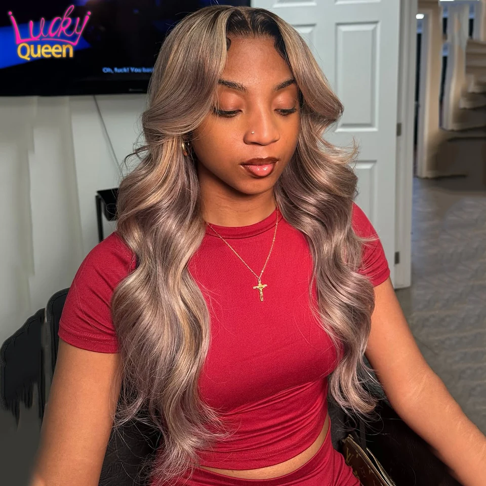 

Пепельно-серый мелированный блондин 13X4 180 Плотность 13X6 Человеческие волосы Remy Бразильские парики Прозрачные кружева Предварительно выщипанные фронтальные для женщин 7X5