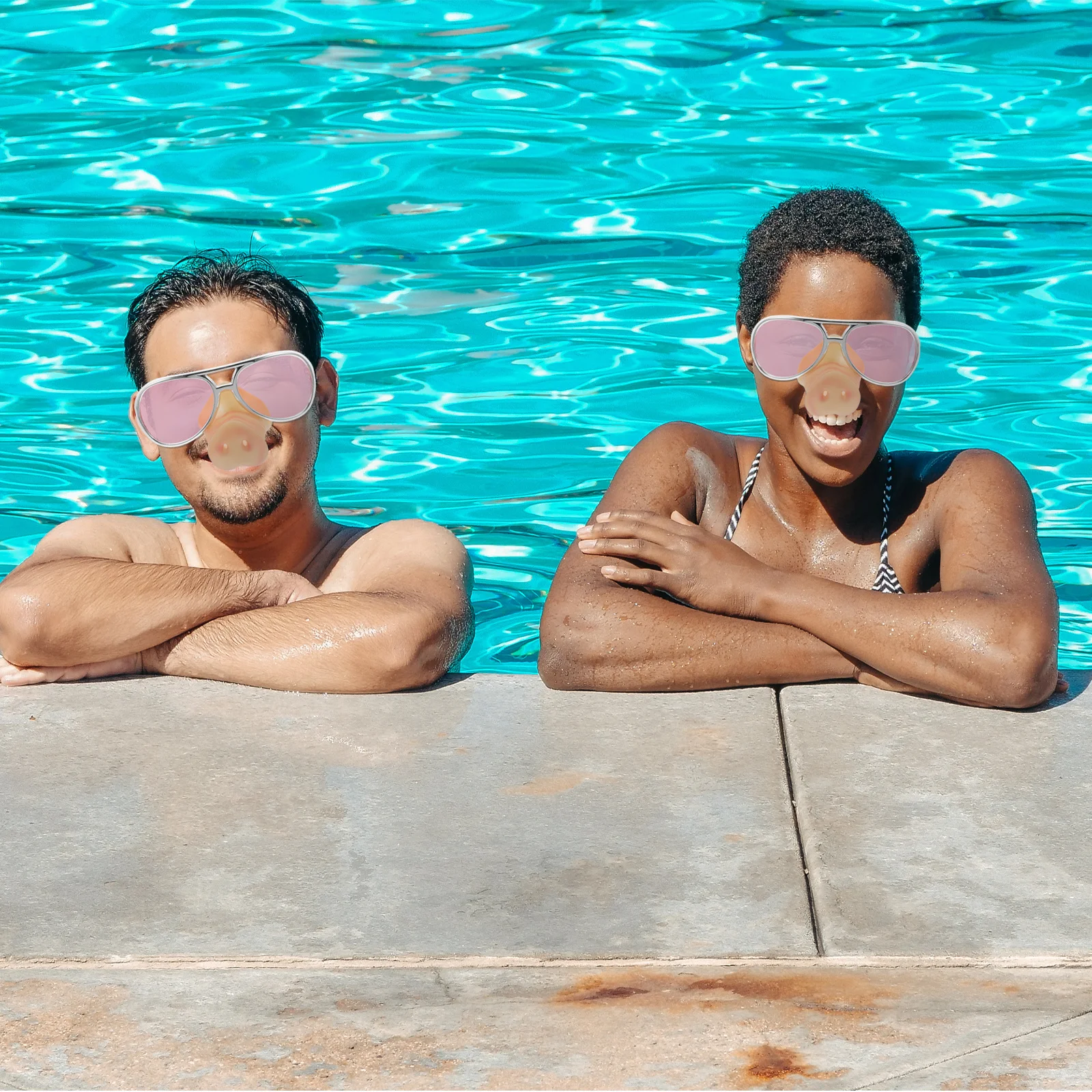 

2Pcs Pig Nose Glasses Unique Party Decoration Funny Eyewear Stylish Attractive Dancing Performance Accessory Golden