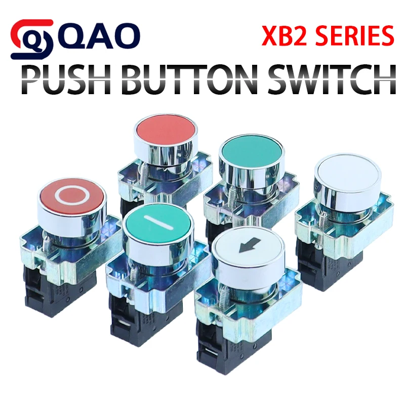 Button switch self reset XB2 small mushroom head emergency stop 22mm knob key start inching power on XB2-BS542 XB2-BA31 XB2-BA42