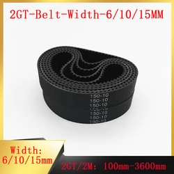 3D Printer Accessories 2GT Rubber Ring Synchronous 2M Pitch C=100-3600mm Bandwidth 6/10/15mm Drive Belt