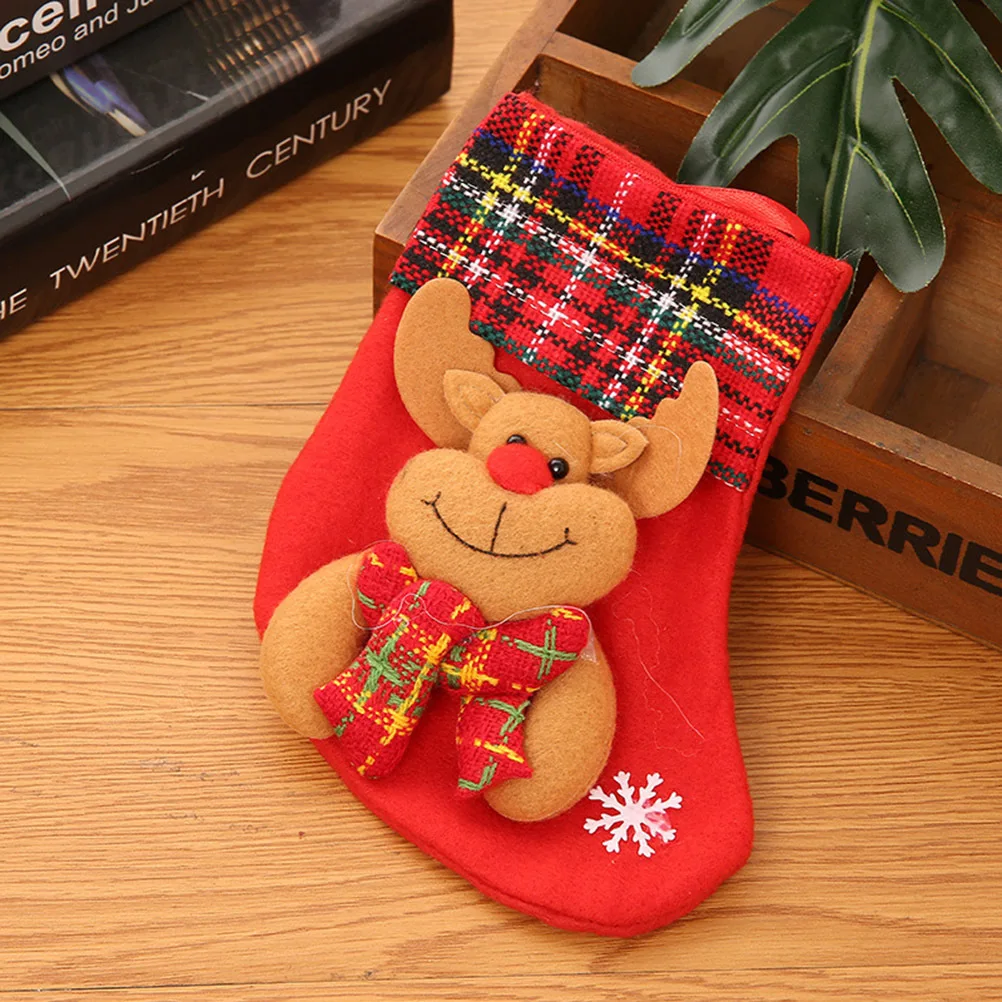 

6Pcs Xmas Small Stockings Hanging Decorations Christmas Tree Fireplace Door Wall Candy Gift Bags Christmas Decorations