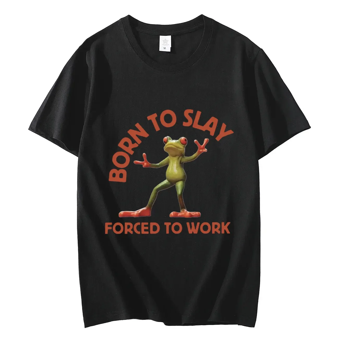 Born To Slay Forced To Work Funny Meme Graphic T Shirt Unisex Fashion Y2k Style T-shirt Summer High Quality Pure Cotton T-shirts