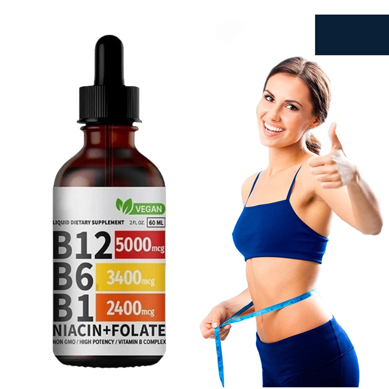 Gotas de Vitamina B12, B6 y B1, Triple Absorción Líquida, Suplemento de Complejo B Sublingual, Gotas para Apoyar la Inmunidad y la Energía