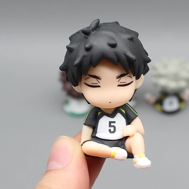 4pcs Anime Bokuto Kotaro Doll Akaashi Keiji Haikyuu Oikawa Tooru Iwaizumi Hajime Figures Q Version 6cm Pvc Model Collection Toys