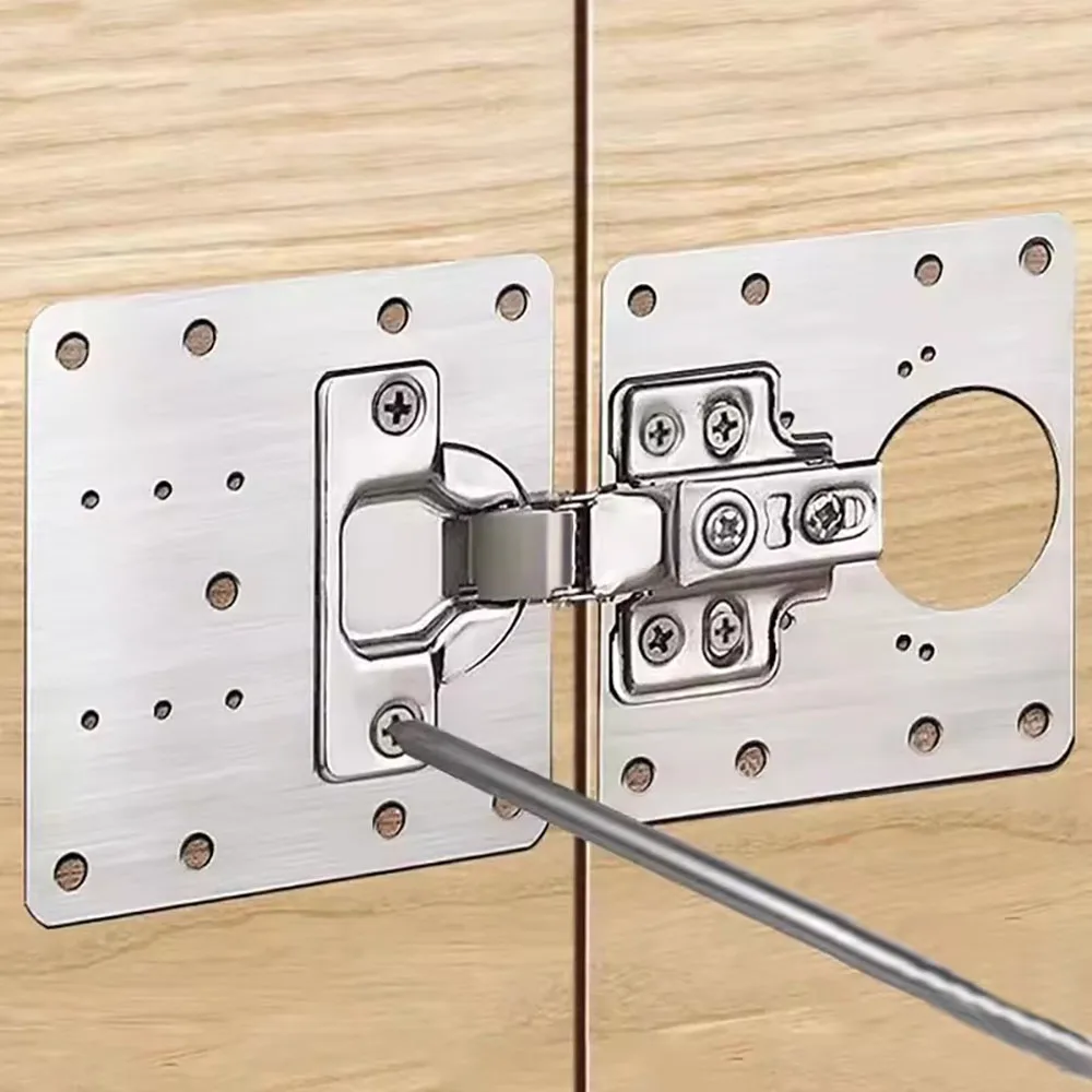 

Hinge Repair Plate With Screw Kitchen Cupboard Door Mounting Plate With Holes Flat Fixing Brackets Furniture Hardware Tools