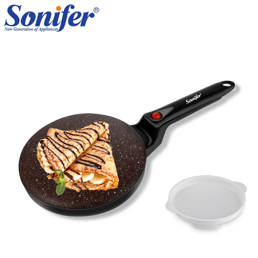 Sonifer Electric Crepe Maker Non-stick cooking plate 600W Breakfast maker Dessert maker With hook hole for easy storage Black, r