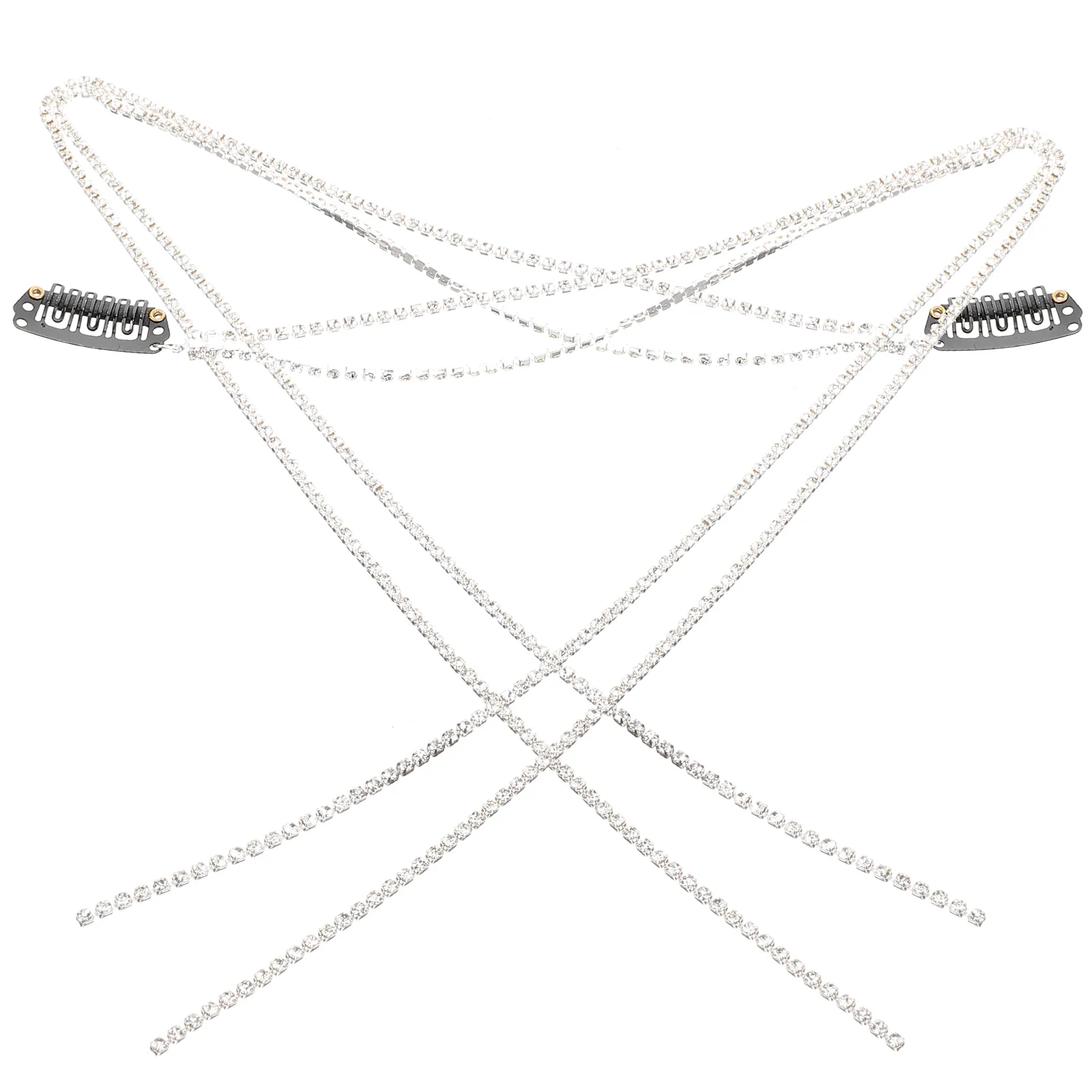 

2pcs Chains For Women Girls Tassel Hair Jewelry Braid Accessories Ponytail Braided Chain Silver Hair Rhinestones Clips Daily