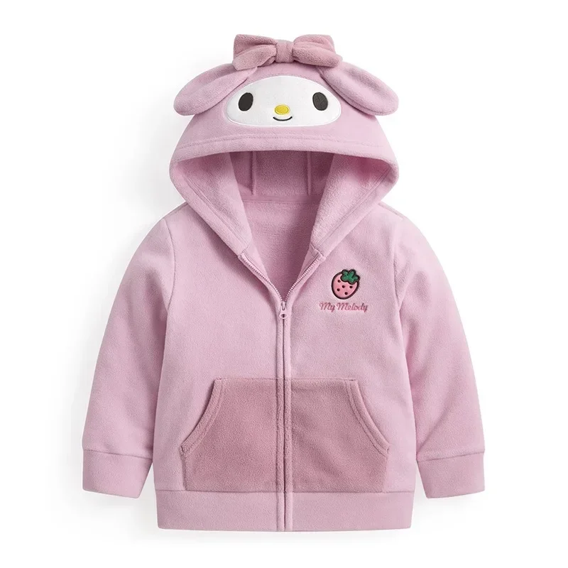 Cosplay My Melody Children's Zipper Plush Hoodie Cartoon Top Jacket Boys and Girls Spring and Autumn Student Fashion Street Wear