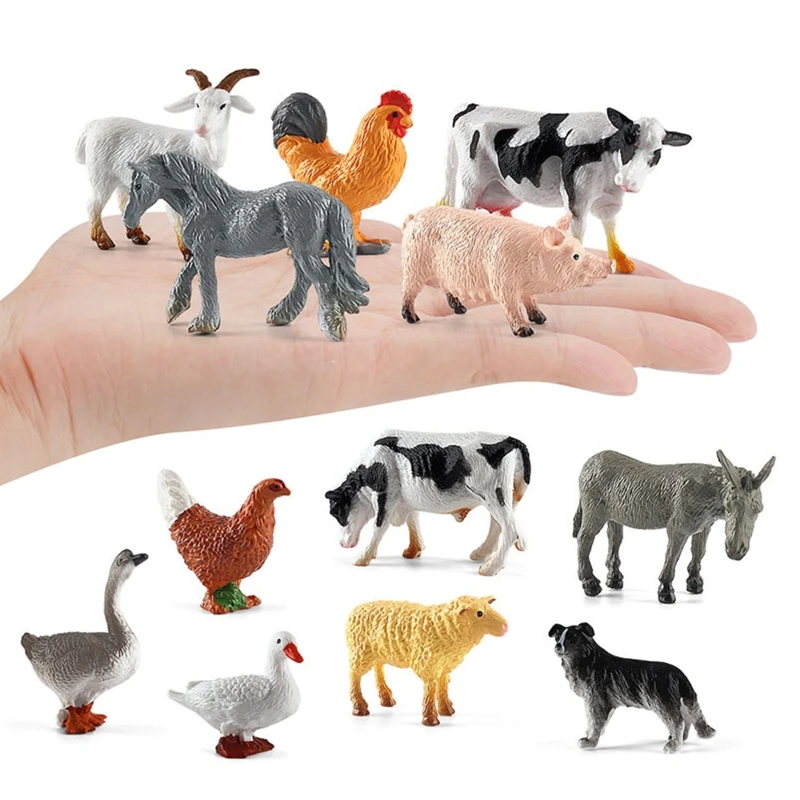 12pcs Tiny Farm Animal Figurines Realistic Farm Animal Figures Set for Toddlers