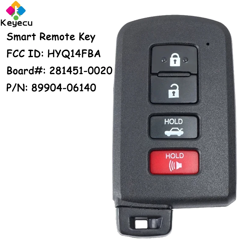 

KEYECU Smart Remote Car Key With 4 Button 314.3MHz for Toyota Avalon Camry Hybrid Corolla LE SE XSE XLE Fob HYQ14FBA 281451-0020