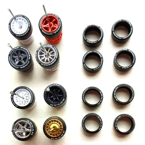 50 conjuntos (para 50 carros) 11mm/14mm tamanho 1/64 rodas de carro de liga com pneus de borracha para 1:64 matchbox/domeka/hw/mini carros modelo off-road 12 principais vendas pneus de borracha pra miniaturas - №9