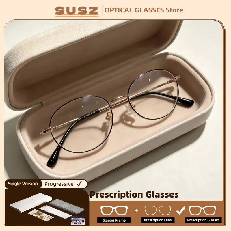 SUSZ Currents Oval Alloy Reading Glasses for Women Myopia and Hyperopia Anti Blue Ray Progressive Photochromic Glasses Lenses