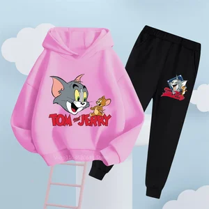 Áo trùm đầu và quần Tom và Jerry theo chủ đề cho trẻ em, quần áo thời trang cho bé trai và bé gái, ma thuật mèo và chuột cổ điển 10 Áo nỉ chính của Tom và Jerry - №2