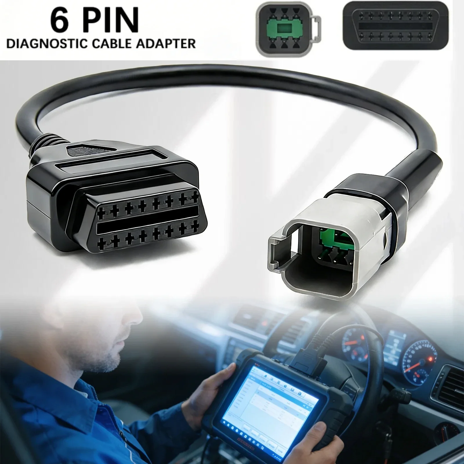 For Can-Am Sea-Doo Bombardier Vehicles For BRP ATV UTV 6 Pin to 16 Pin OBD2 Diagnostic Scanner Cable Adapter Extension Tool