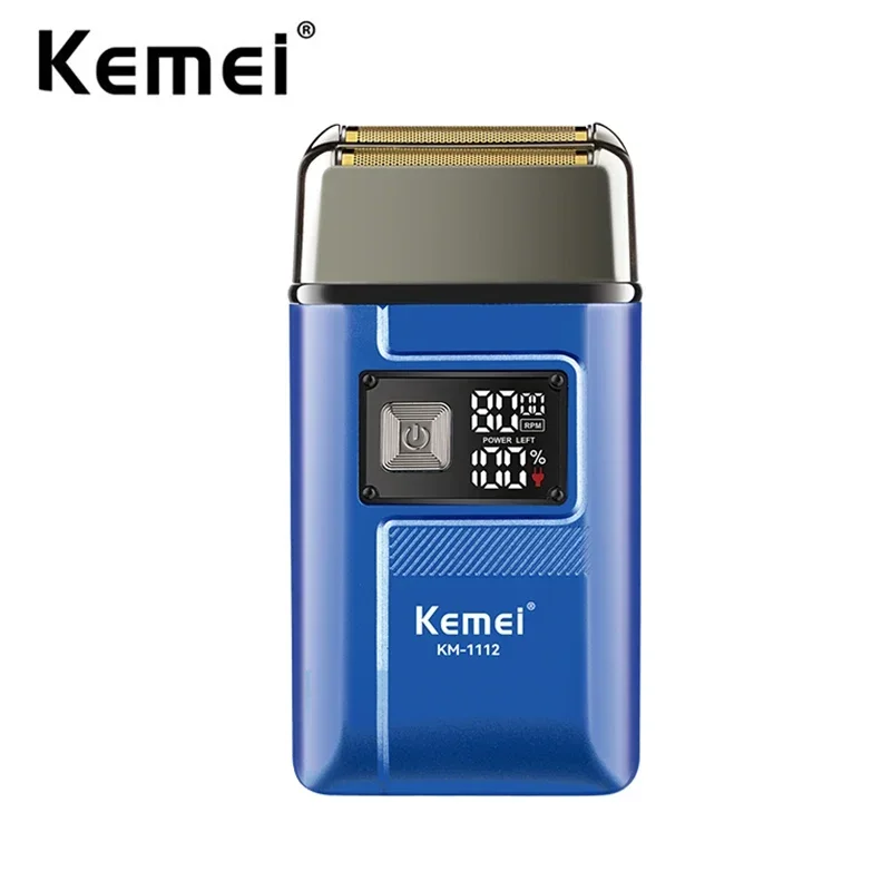 Kemei-barbeador elétrico para homens, barbeador de folha dupla, cabeça careca, aparador de barba, impermeável IPX6, 8000RPM, precisão ultra próxima
