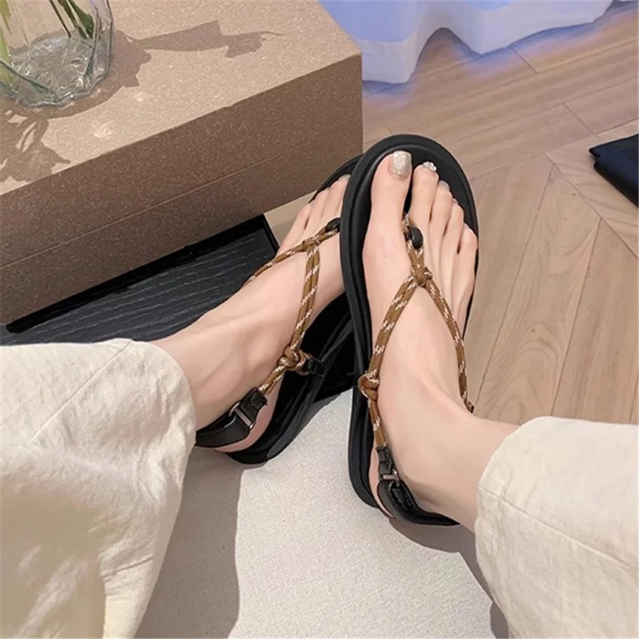 Retro Rope Women Sandals Ladies Casual Flat Shoes Summer Beach Flats Sandalias Mujer 2024 New Holiday Vacation Flip Flops