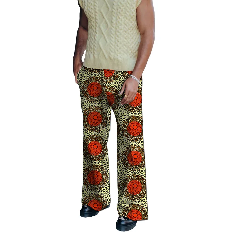 Design original calças de alta costura africana calças de perna larga masculina na moda impressão festa wear personalizado desempenho wear