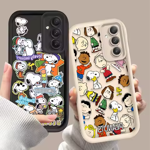 Cute Cartoon S-Snoopy Phone Case For Samsung Galaxy S25 S24 Ultra S23 S22 S21 Plus FE A36 A56 A26 A16 A06 A15 A25 A35 A55 5G
