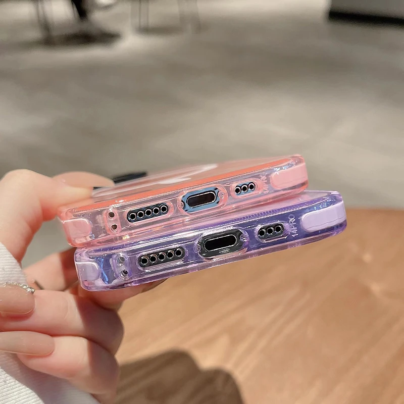 Fashion Pink Leopard Print Clear Case For Iphone 11 12 13 15 16 Pro Max Wireless Magnetic Charging Soft 14 Plus Shockproof Cover
