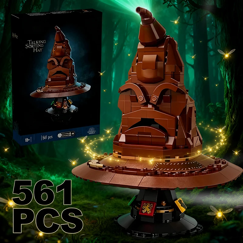 

561 шт., шляпа из фильма «Сортування ведьмы», строительные блоки, волшебная школа, шляпы волшебника, коллекция моделей, кирпичи, игрушки для детей и взрослых, Рождественский подарок