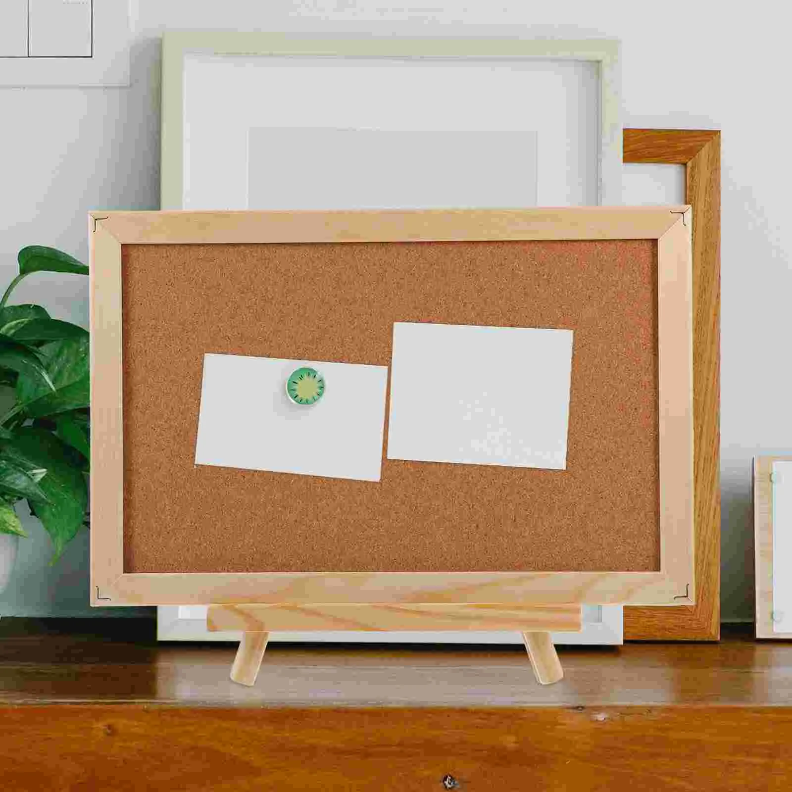 Monitor Stand for Desk Wooden Frame Message Board Display Cork Pin Wall Photo Framed Office