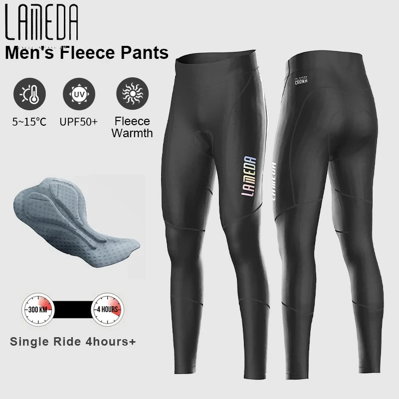 Lameda Men's Bicycle Pants Winter Keep Warm Cycling Clothing Road Bike Pants Trousers Fleece Cycle Leggings Tights