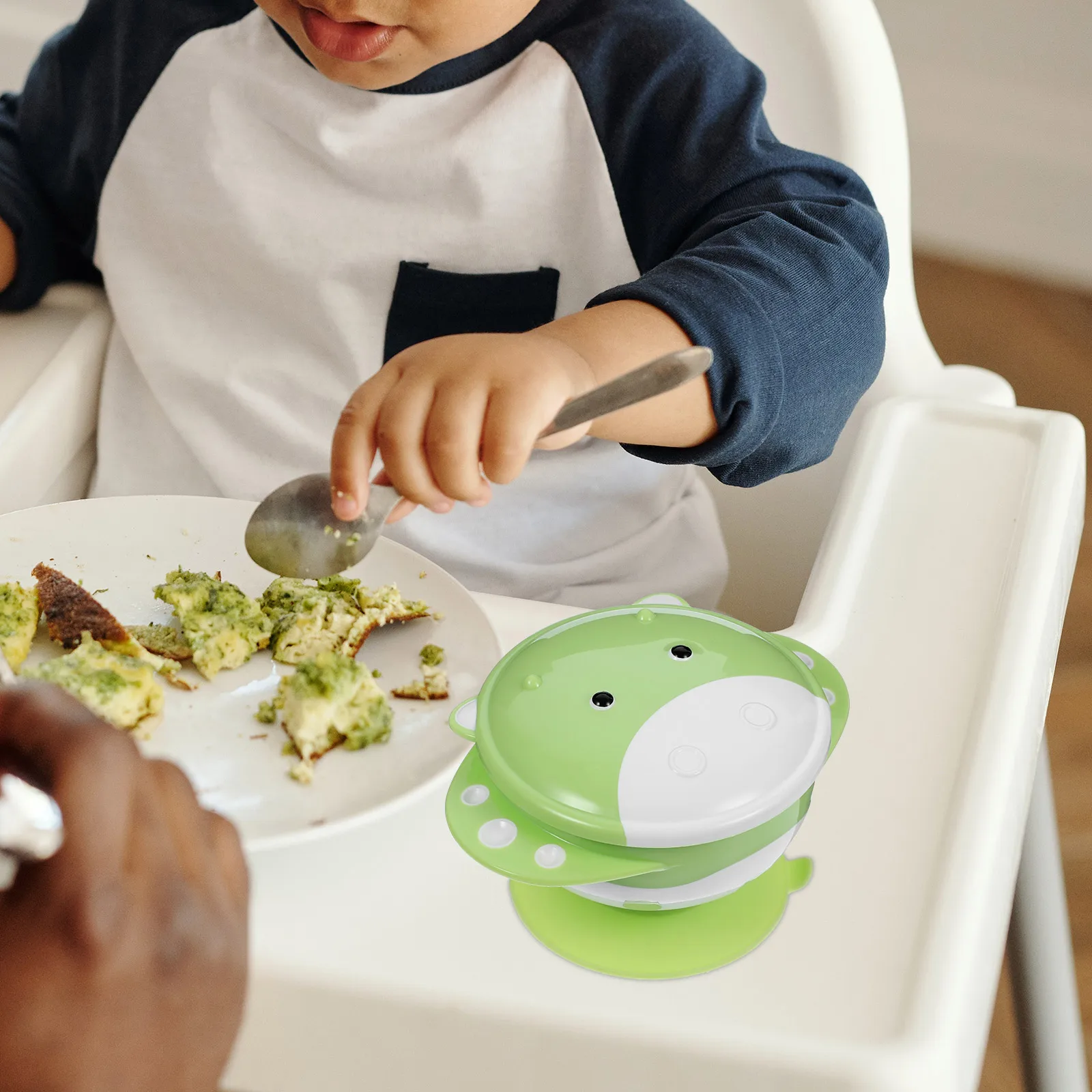

Green Baby Bowl Strong Suction Base Toddlers First Stage Anti fall Suction Bowls Lids Included Portable Lightweight