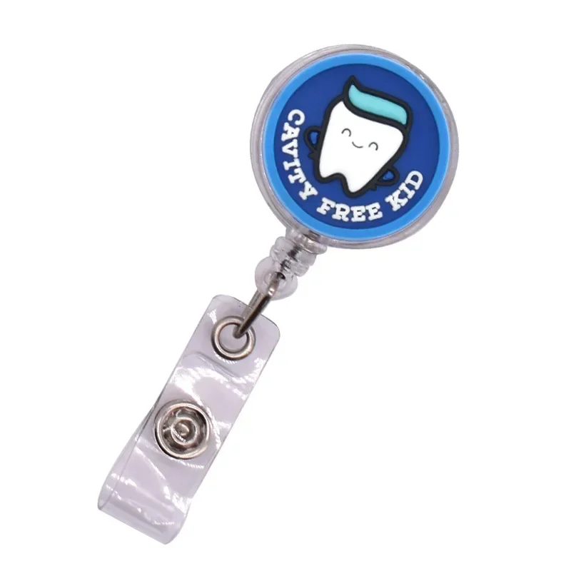 Imagem -04 - Kawaii Cartoon Dentes Estilo Retrátil Badge Reel para Dentista Médico Trabalhador Adorável Nome Titular do Cartão Bonito Peça