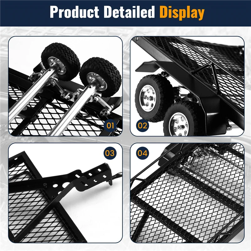 

A30F-Metal Trailer For RC Car Crawler Axial SCX24 Jeep-Gladiator TRX4M
