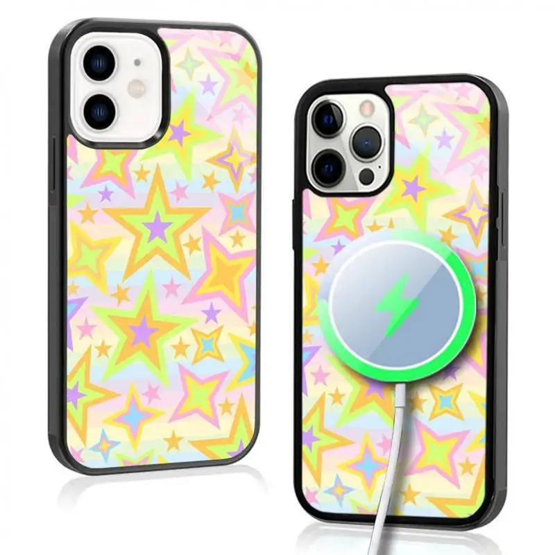 Bright Starry Phone Case For IPhone 11 12 13 14 15 Plus Pro Max Mirror Acrylic Cover For Magsafe Wireless Charging