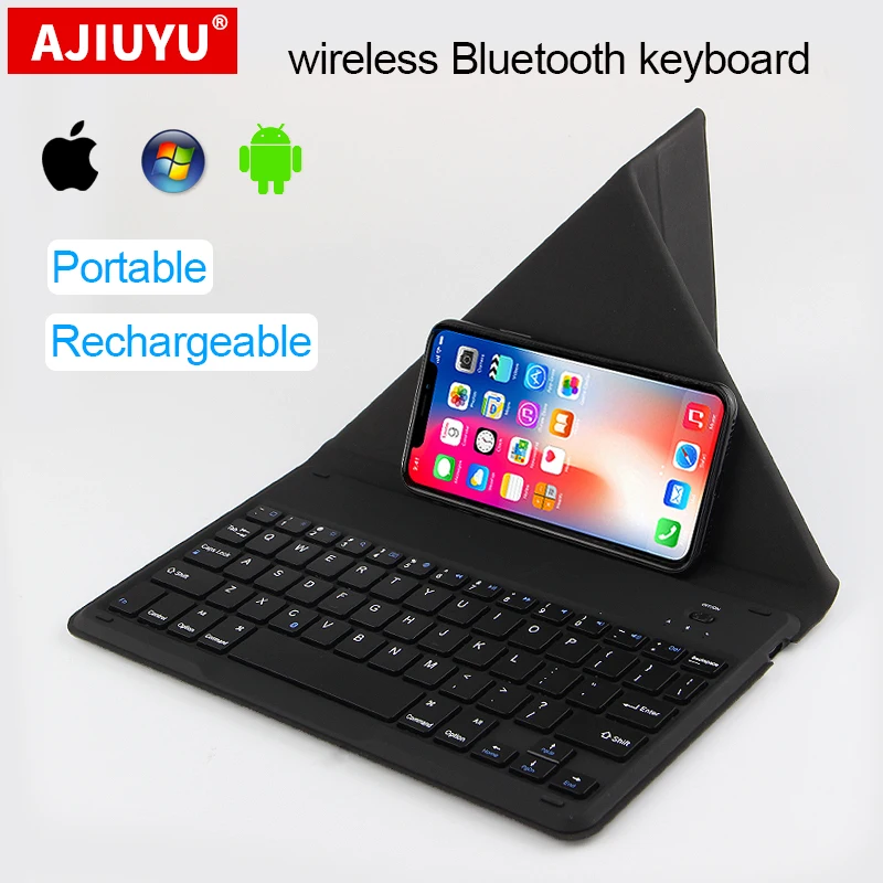 AJIUYU-teclado inalámbrico Universal recargable con Bluetooth 3,0, accesorio para Apple iPhone 11 12 13 14 Pro Max Mini XR Xs 7 8 Plus SE