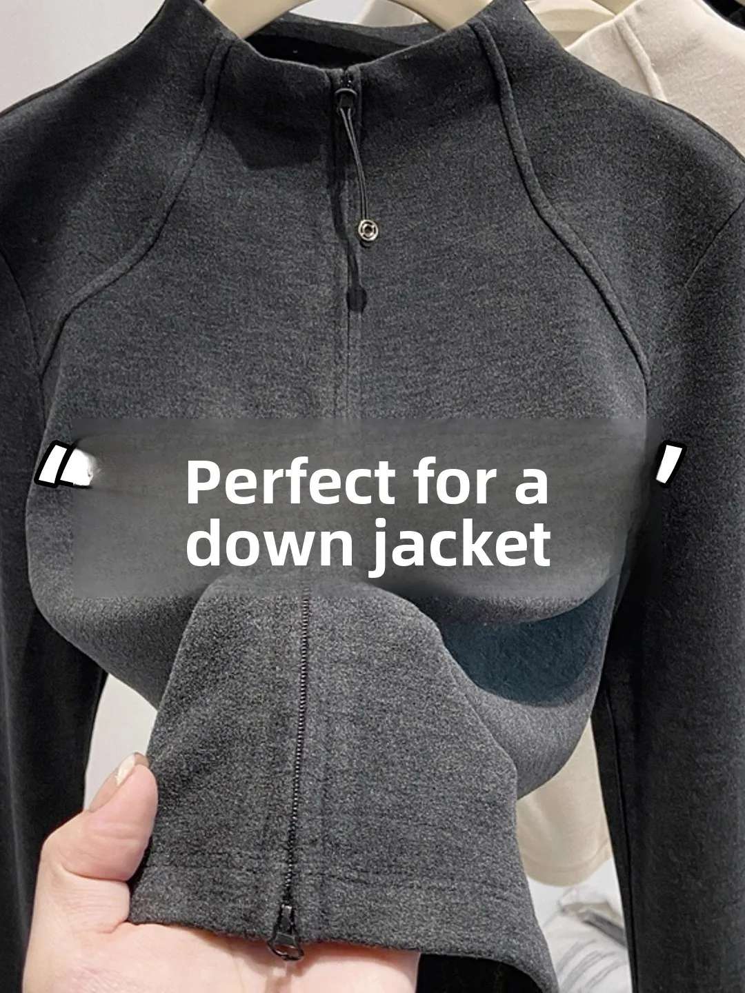 

Женская осенне-зимняя теплая водолазка с высоким воротником, двойной молнией, из бархата, приталенная, с длинным рукавом, однотонная, для повседневной носки