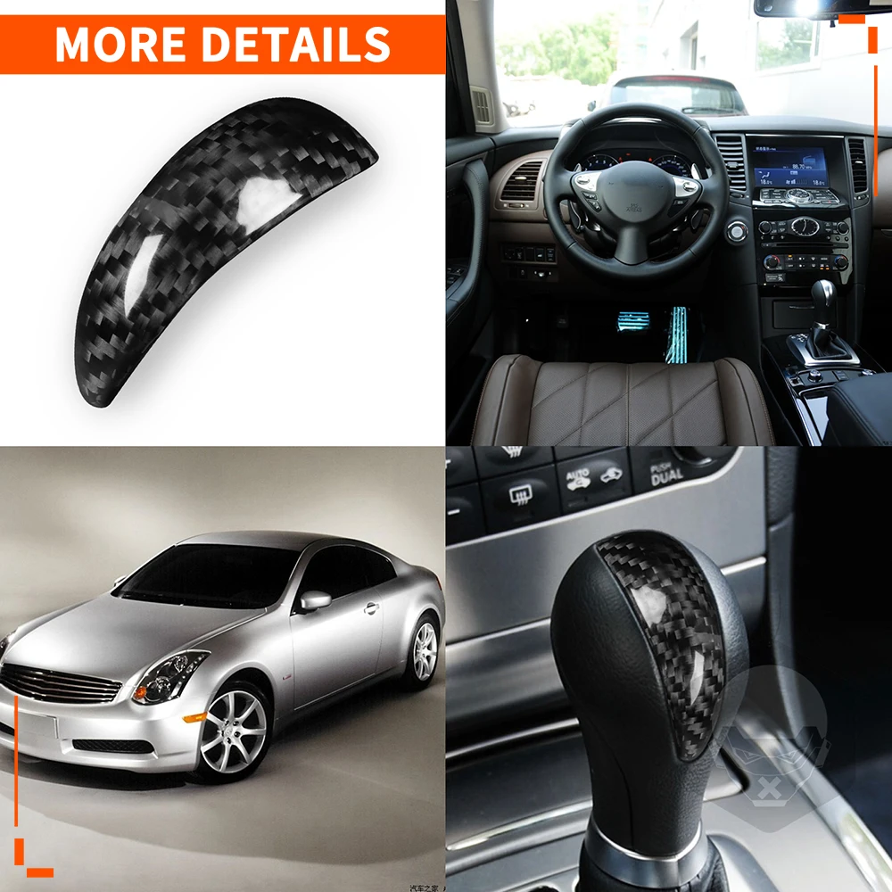 For Infiniti QX50 QX56 Q40 QX70 QX80 G25 G35 G37 FX35 EX25 Real Carbon Fiber Gearshift Knob Cover Trim Car Interior Retrofit