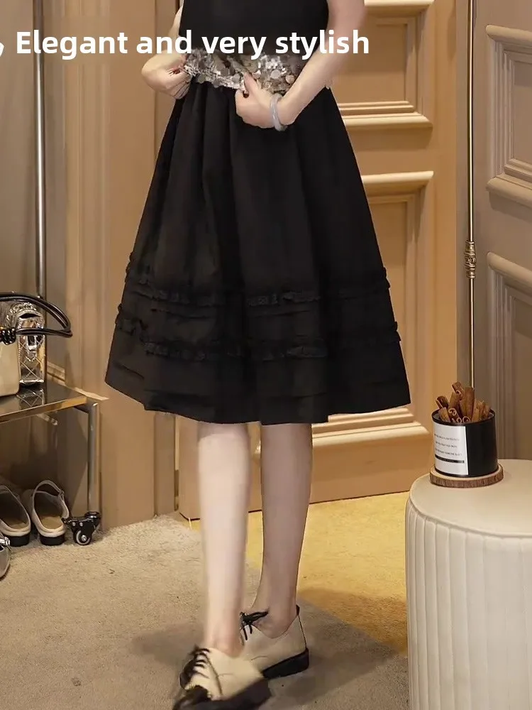 

Элегантная женская юбка А-силуэта миди с завышенной талией, модная, в стиле «маленький аромат», красивая, летняя, для повседневной носки