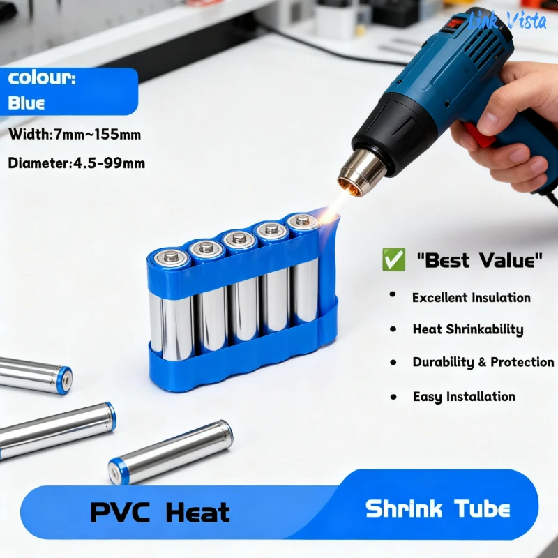 

Heat Shrink Tube 7mm-155mm Width PVC Sleeve for 18650 Lipo Battery Pack Insulation Cable Protecting Film Wrap (1-20 Pcs)