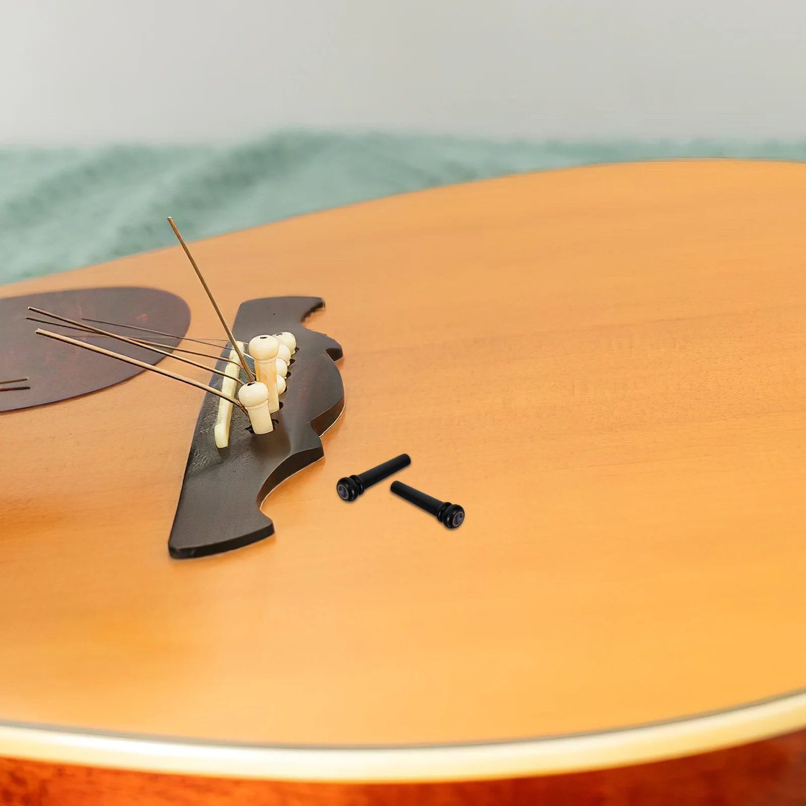 

6Pcs Ebony Bridge Pins Acoustic Guitar Brass Ring Abalone Dot Replacement Parts Improve Sound Stability Professional Use