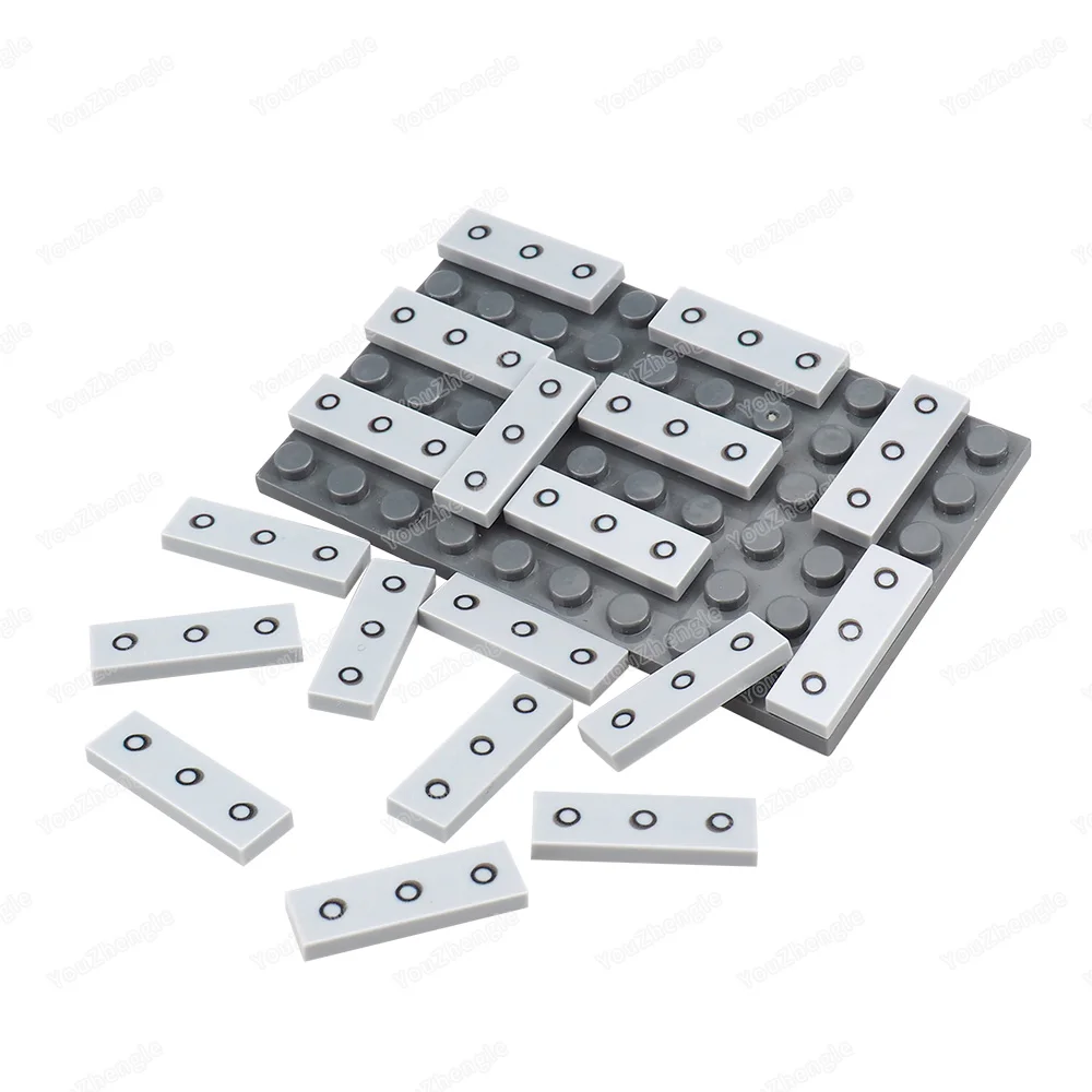 63864 Printed Steel Plate Bolt Pattern Building Block 1x3 Tiles Basic Parts MOC figures Mecha Equipment Scene Model Gift DIY Toy