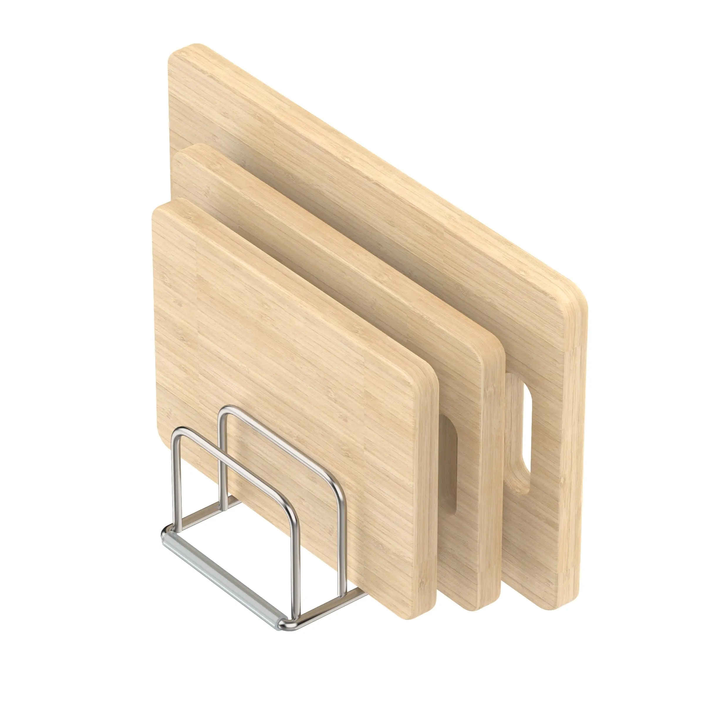 Organizador de gabinete de cocina, soporte de utensilios de cocina de acero, soporte dividido con 5 ranuras para sartenes, bandeja para hornear y estante para tabla de cortar