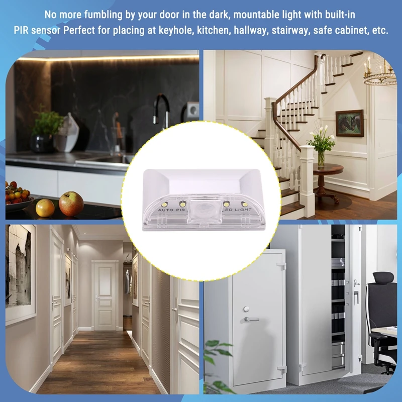 ร้อน! 4 LED Auto PIR อินฟราเรดไร้สายประตู Keyhole Motion Sensor โคมไฟแสง