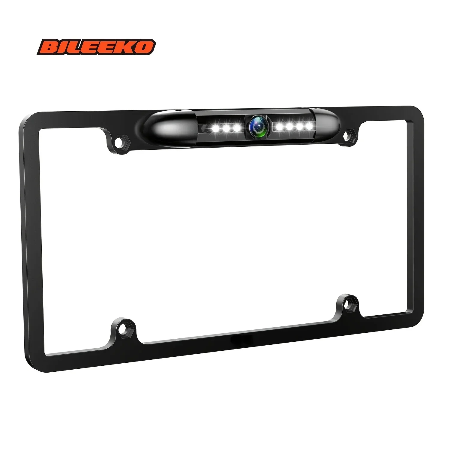 Bileeko US License Plate Frame Backup Camera - LED Night Vision Rear View Safety for Cars/SUVs/Trucks/Vans/RVs/Trailers