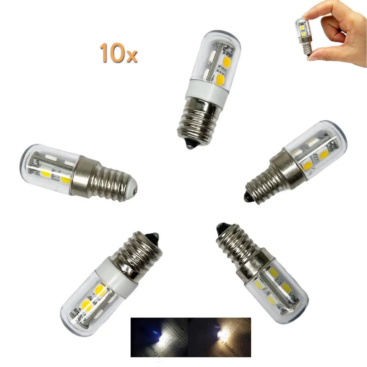 

10X E14 E12 E17 Led Light Bulb 1w Bud Refrigerator Kitchen Hood 220v White Freezer Bulbs Warm White 5050smd Replace Halogen Bulb