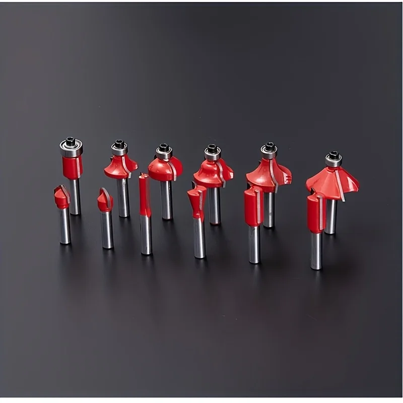 

12 шт. 1/4 набор фрез для обрезки, прямая фреза, биты для дерева, карбид вольфрама, резка, деревообработка, обрезка