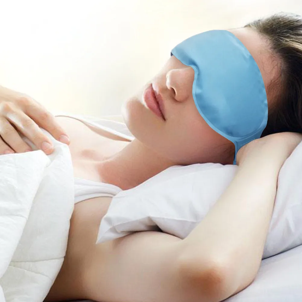 Nylon Sleeping Eye Mask Blue Soft Lightweight Cold Warm Compress Eye Patch Simple Blindfold Fashionable Sleep Accessory